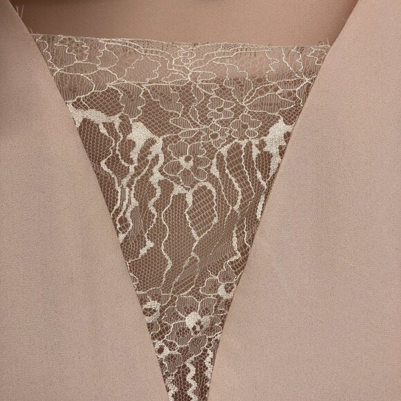 BCBGMaxAzria Light Peach Pink Mishelle Lace Insert V-Neck Chiffon Tank size XS - Picture 10 of 15